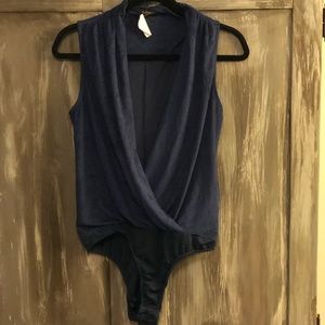 Blue suede bodysuit